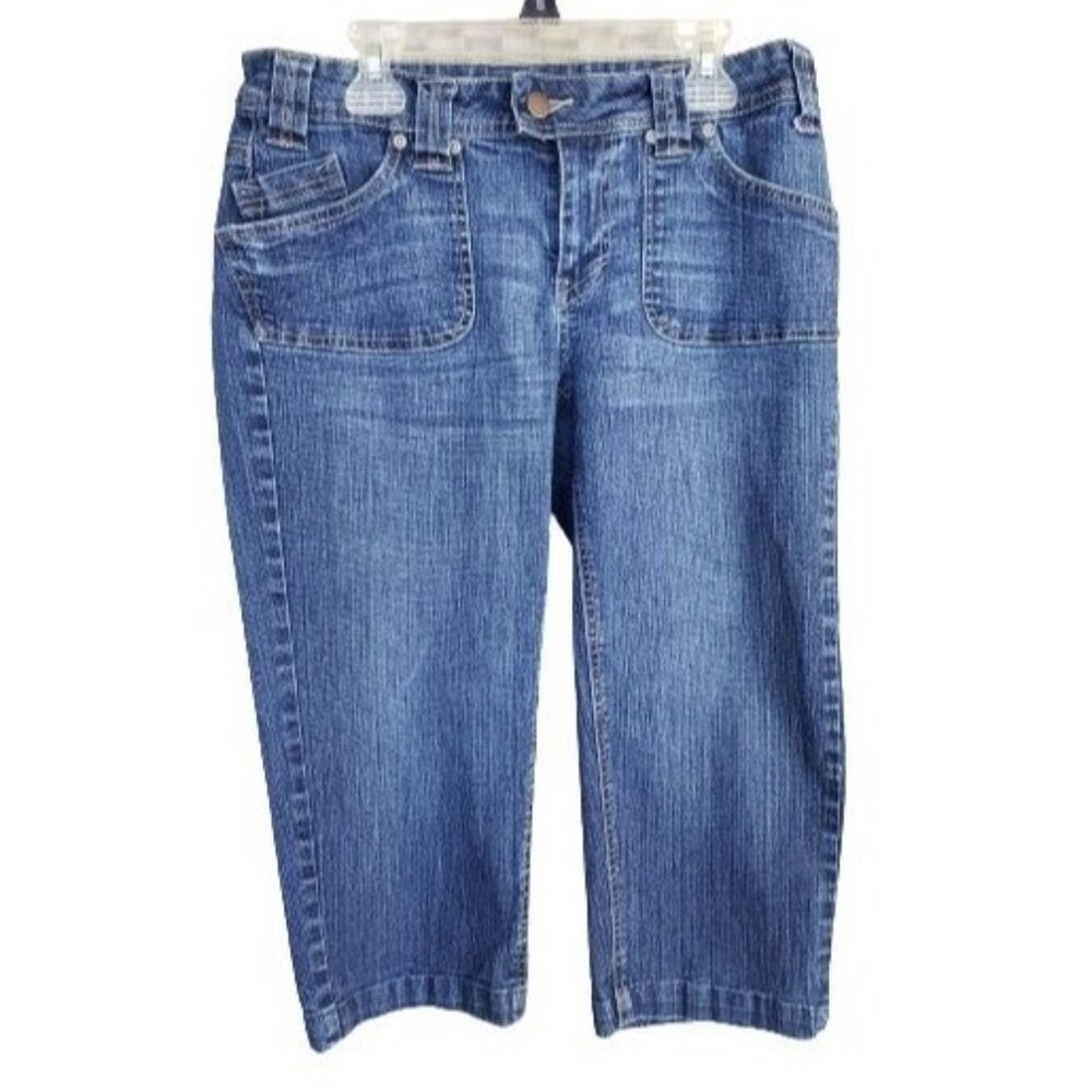 Cato Womens Capri Jeans 4 Y2K Blue Grunge Low Rise Casual Stretch Denim